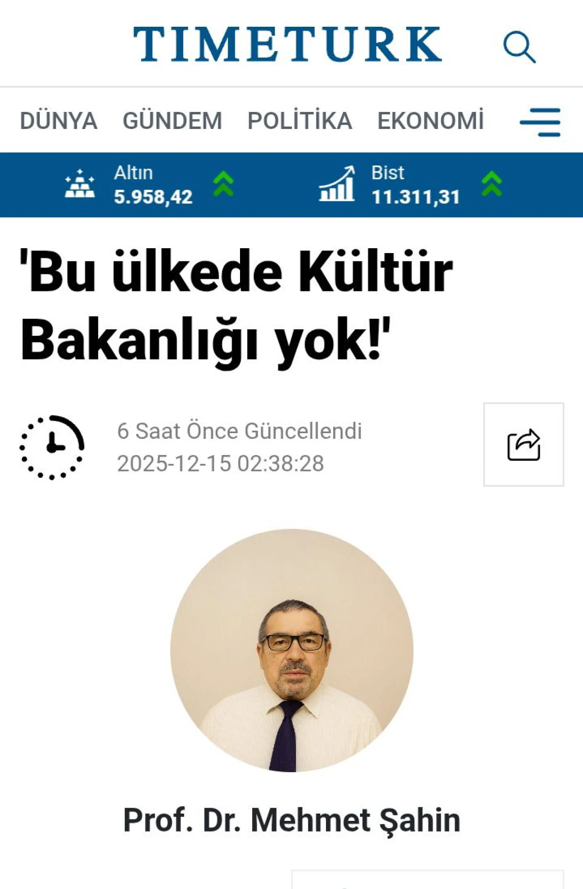 Bu &uuml;lkede K&uuml;lt&uuml;r Bakanlığı yok!