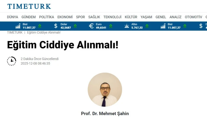 Eğitim Ciddiye Alınmalı! Varoluşumuz Ciddi Tehditlerle Dolu.